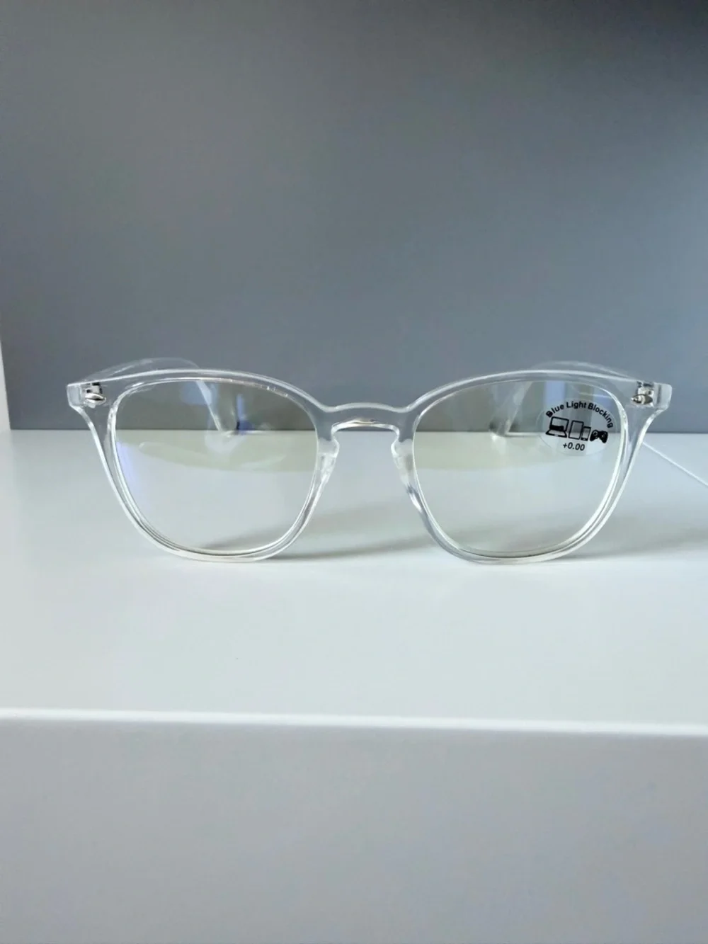 ASOS AJ Morgan clear transparent blue light blocking eye glasses